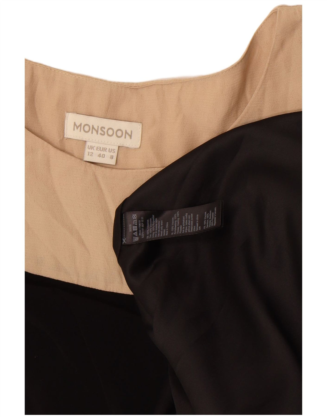 Monsoon Robe trapèze pour femme UK 42 Viscose color block noir moyen