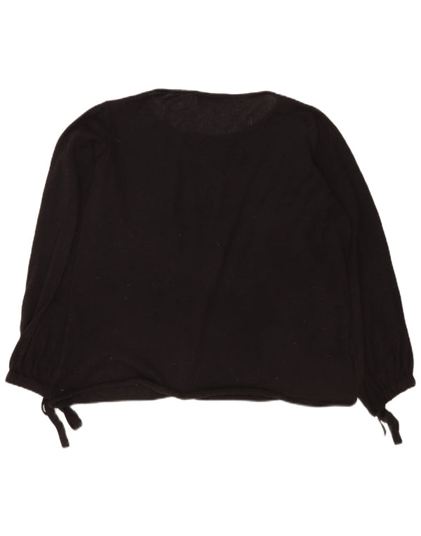 Zara Pull surdimensionné à col bateau pour femme UK 10 Petit Noir Polyester