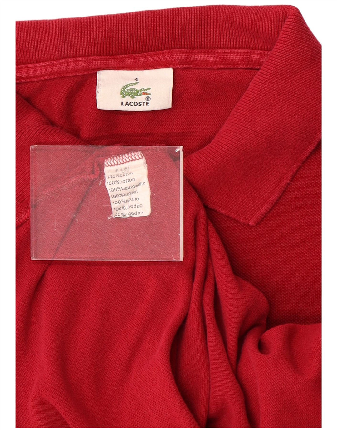 Lacoste Polo à manches longues pour homme Taille 4 Coton rouge moyen