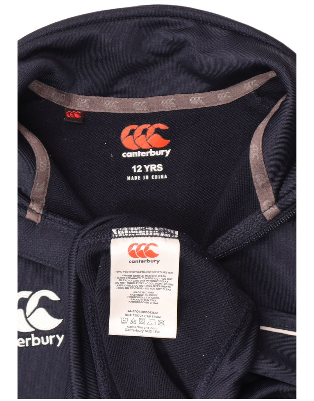 Canterbury Sweat-shirt col zippé garçon 11-12 ans Bleu marine Polyester