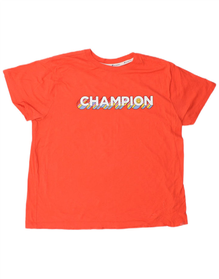 CHAMPION T-shirt graphique pour femme UK 20 2XL Orange Coton