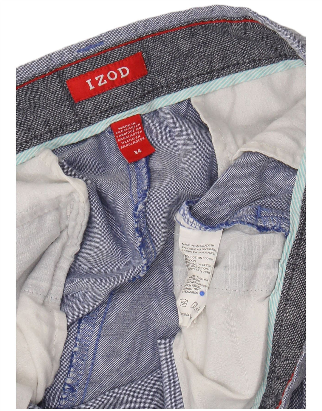 IZOD Short Chino Homme W34 Grand Bleu Coton