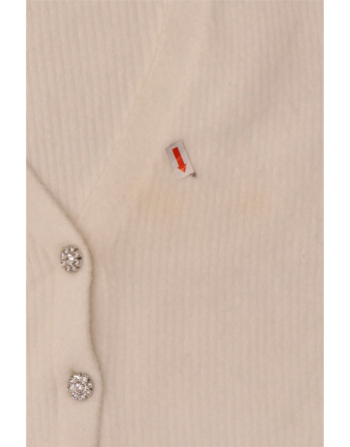 Zara Womens Crop Cardigan Pull UK 12 Moyen Blanc Nylon