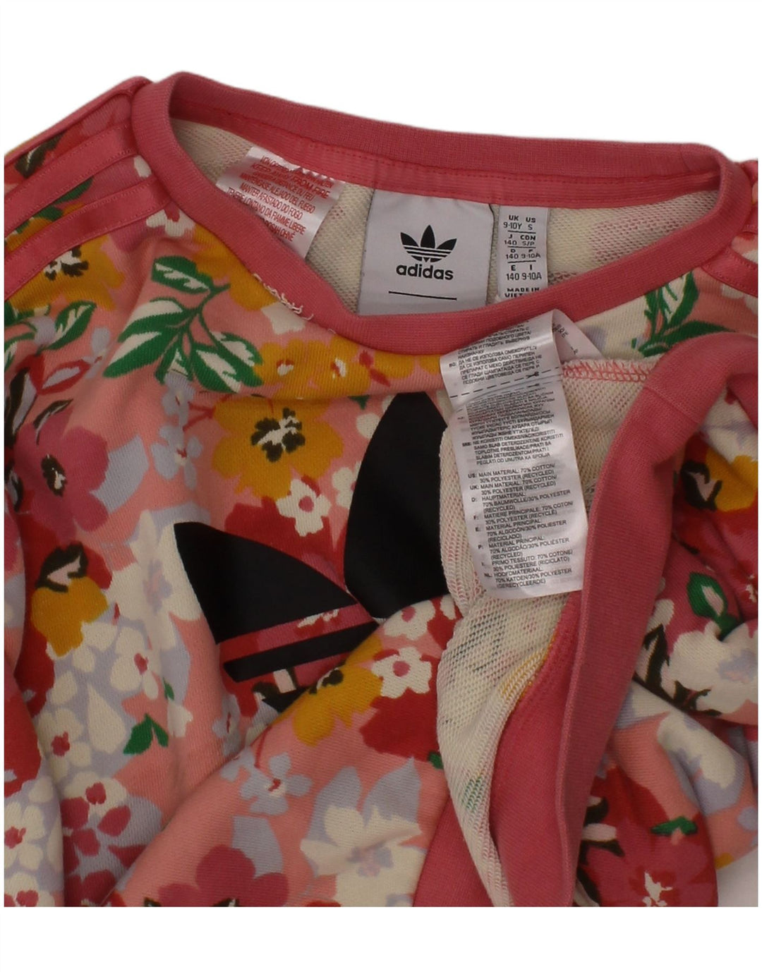 ADIDAS Sweat-shirt graphique fille 9-10 ans Rose Floral Coton