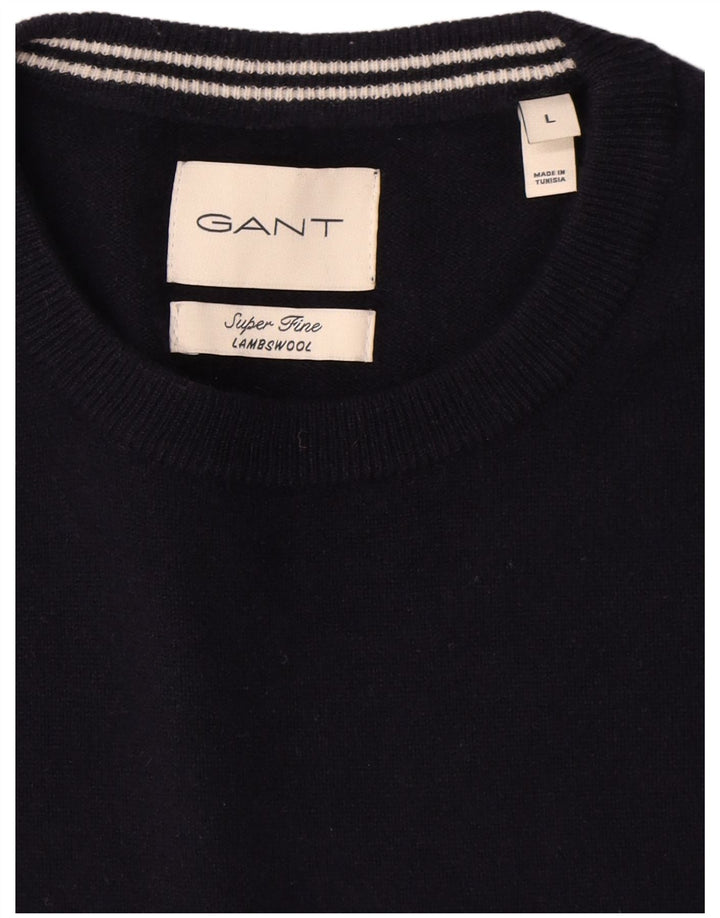 Gant Pull ras du cou pour homme en laine d'agneau bleu marine Taille L