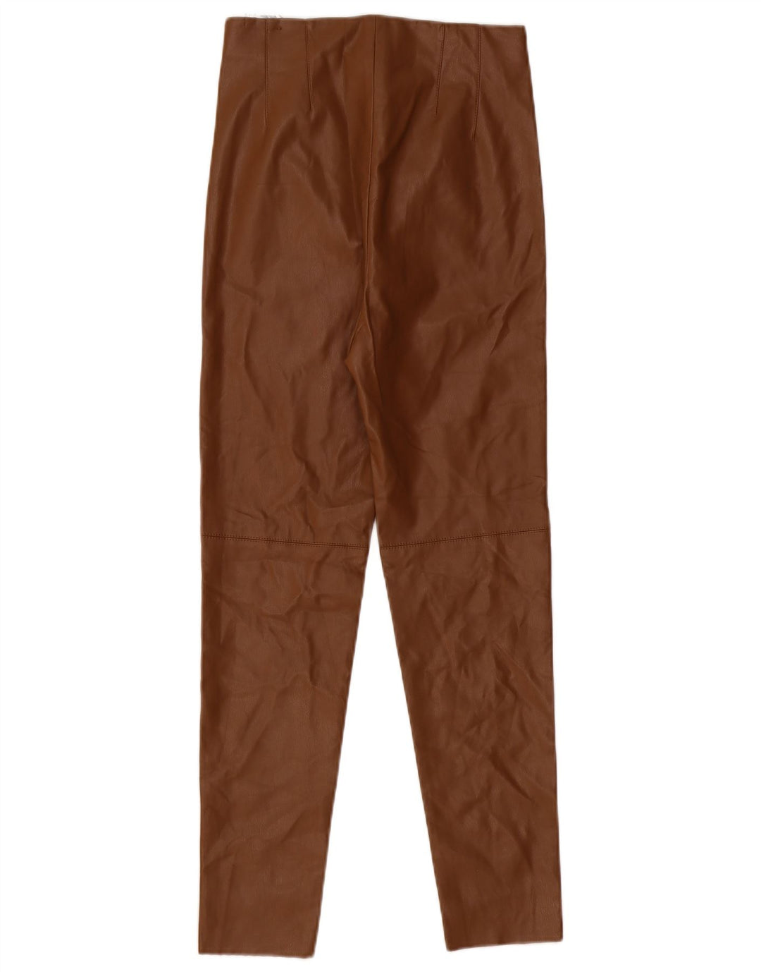 Zara Pantalon skinny en simili cuir pour femme Medium W28 L27 Marron Polyester