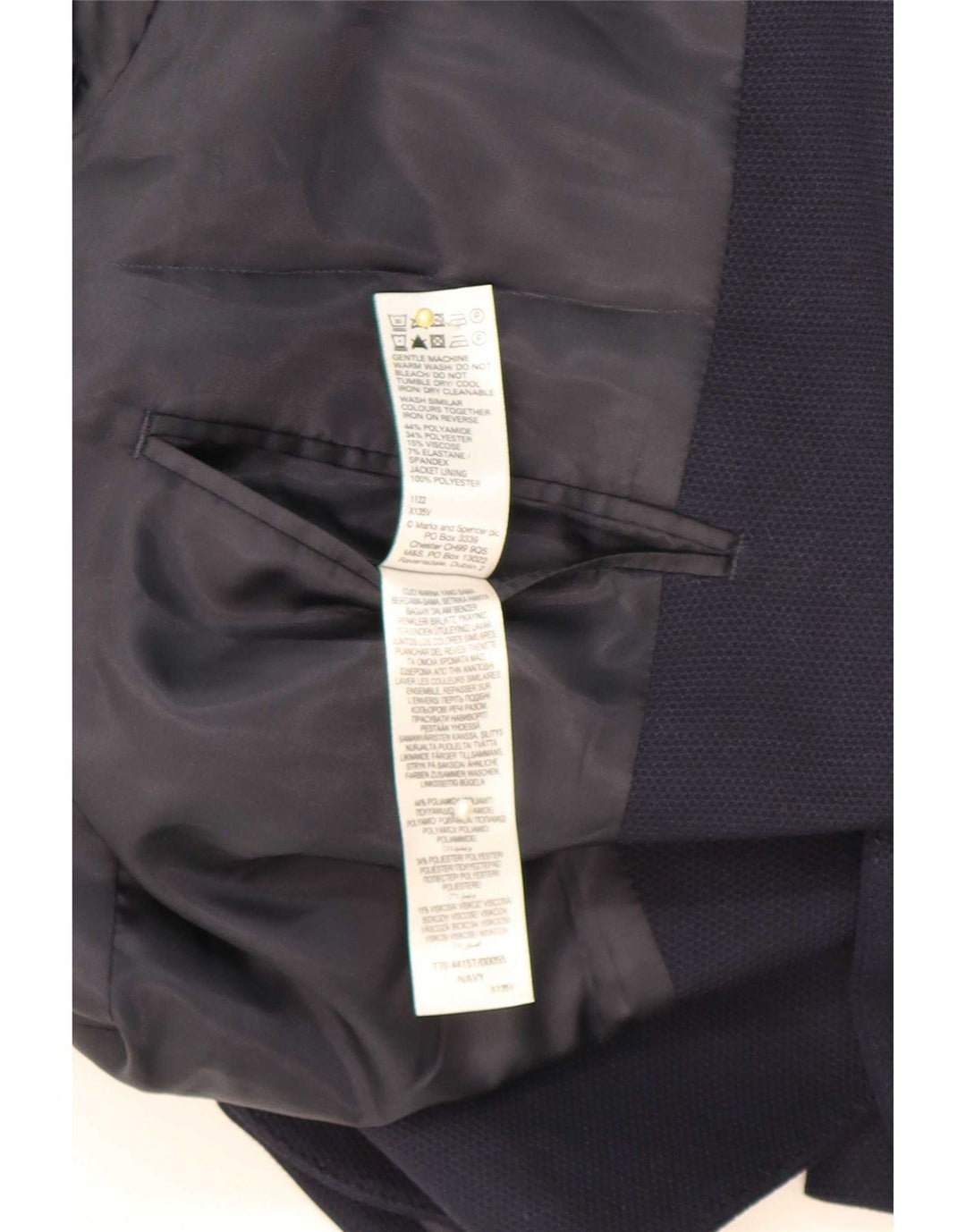 Marks & Spencer Veste blazer à 2 boutons pour homme UK 42 Large Bleu Marine Polyamide