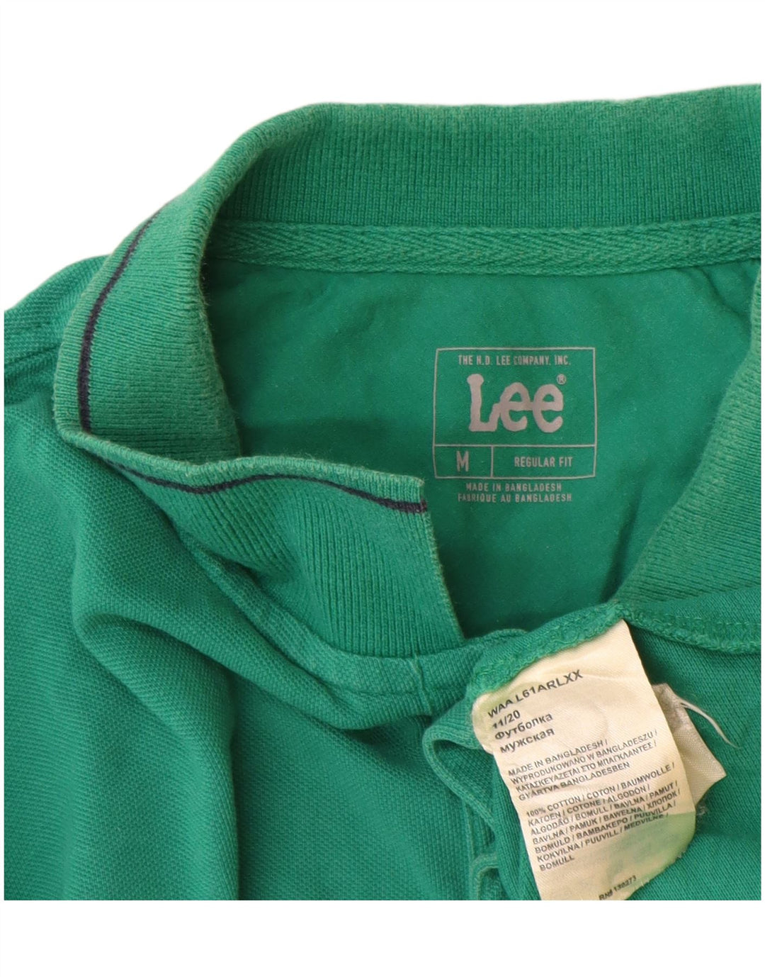 Lee Polo Regular Fit Homme Vert Moyen Coton