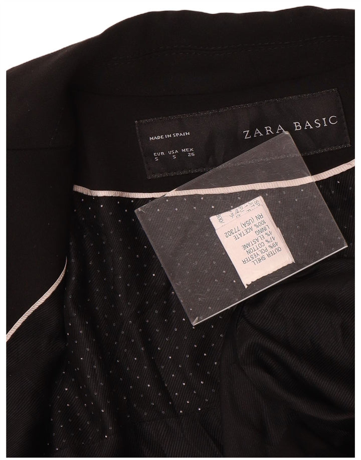 Zara Femme 1 Bouton Blazer Veste UK 10 Petit Noir Polyester