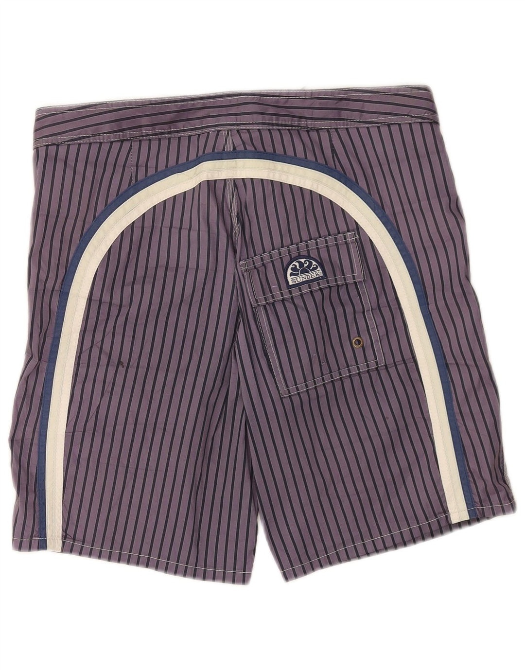 Sundek Short de bain pour homme en polyester à fines rayures violettes