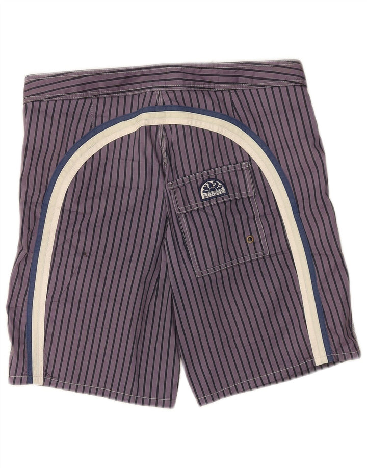 Sundek Short de bain pour homme en polyester à fines rayures violettes
