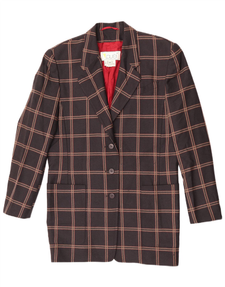 Laurel Veste blazer longue à 3 boutons pour femme EU 40 Marron moyen à carreaux