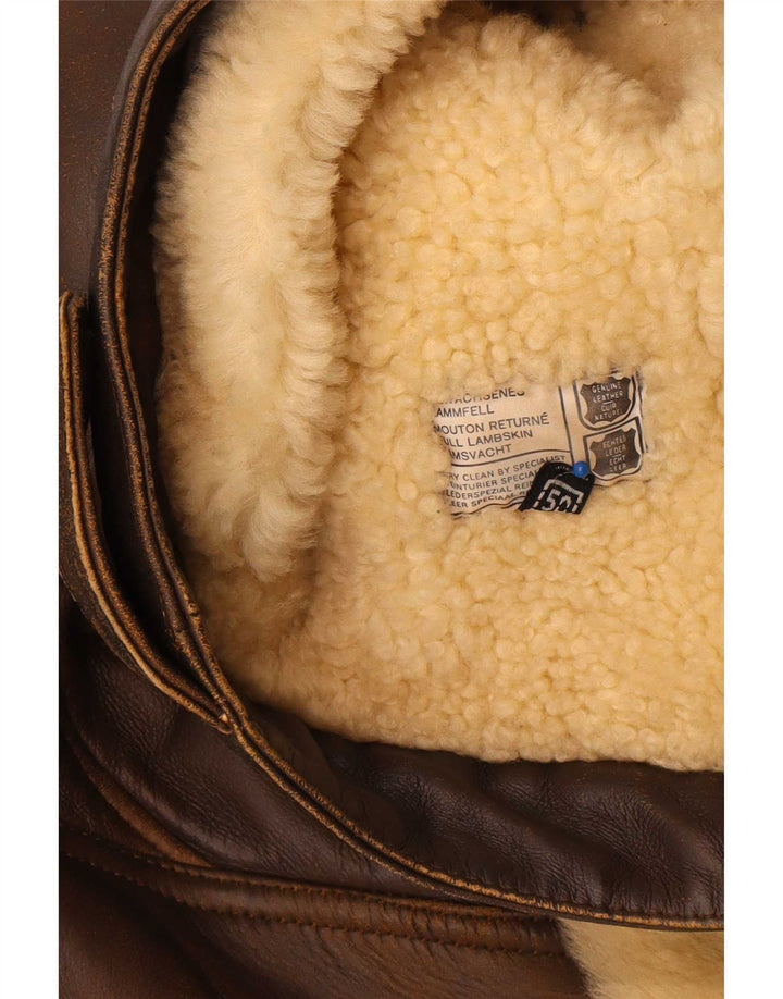 Veste Shearling Homme Vintage IT 50 Grand Cuir Marron