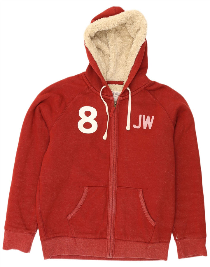 JACK WILLS Pull à capuche zippé graphique pour homme XL en coton rouge