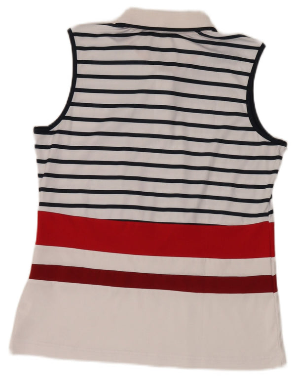 Fila Femme Polo sans manches UK 18 XL Blanc Rayé Polyester