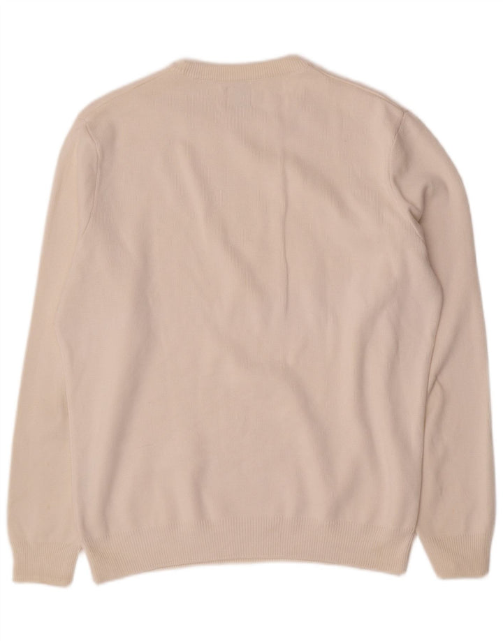 Zara Pull à col rond pour homme en coton blanc cassé moyen