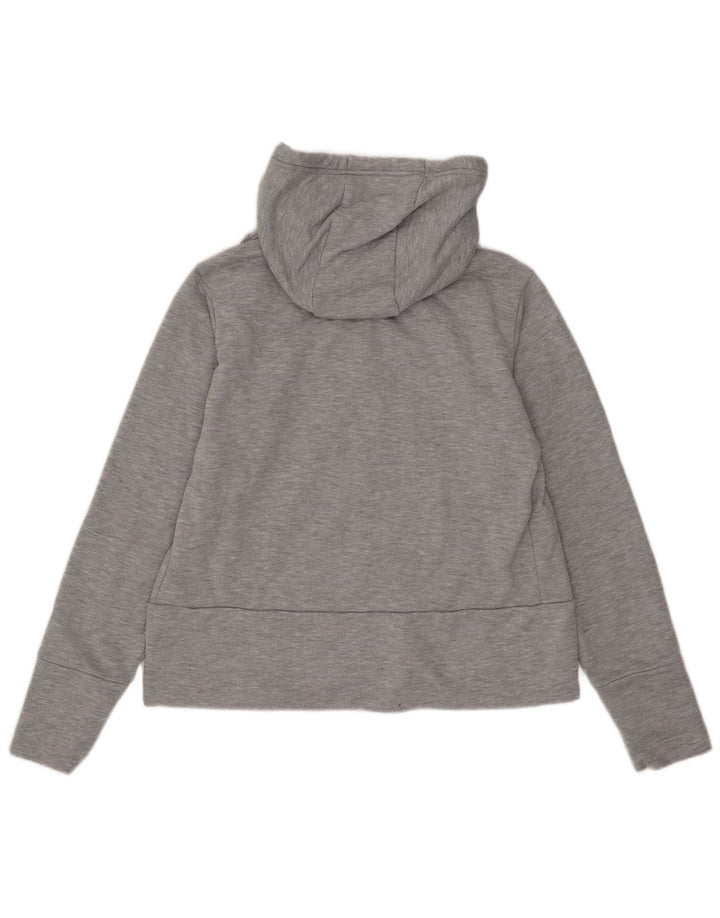 Nike Femme Dri Fit Surdimensionné Zip Sweat À Capuche UK 10 Petit Gris Polyester