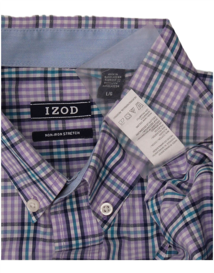 IZOD Chemise Flanelle Homme Grand Carreau Violet Coton
