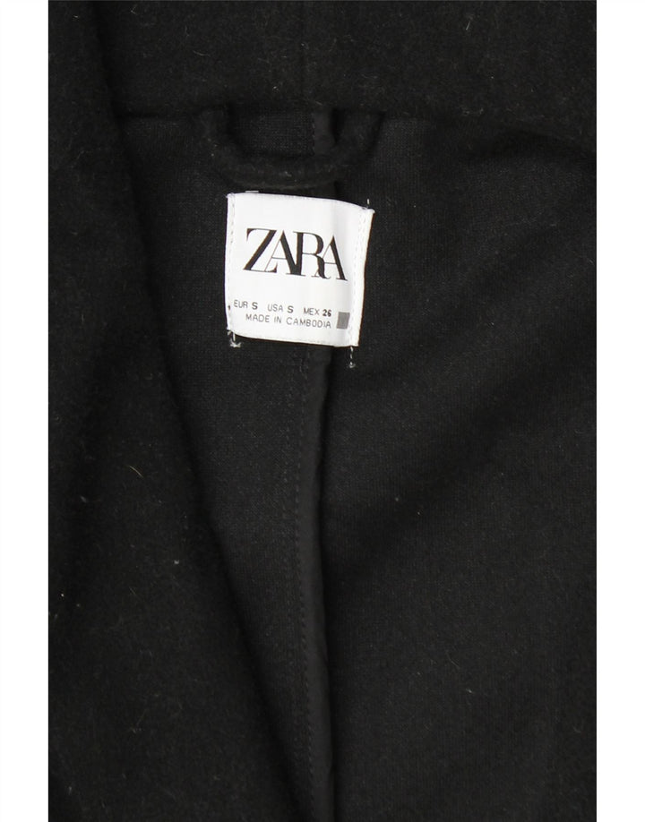 Zara Manteau à capuche surdimensionné à double boutonnage pour femme UK 10 Petit Noir
