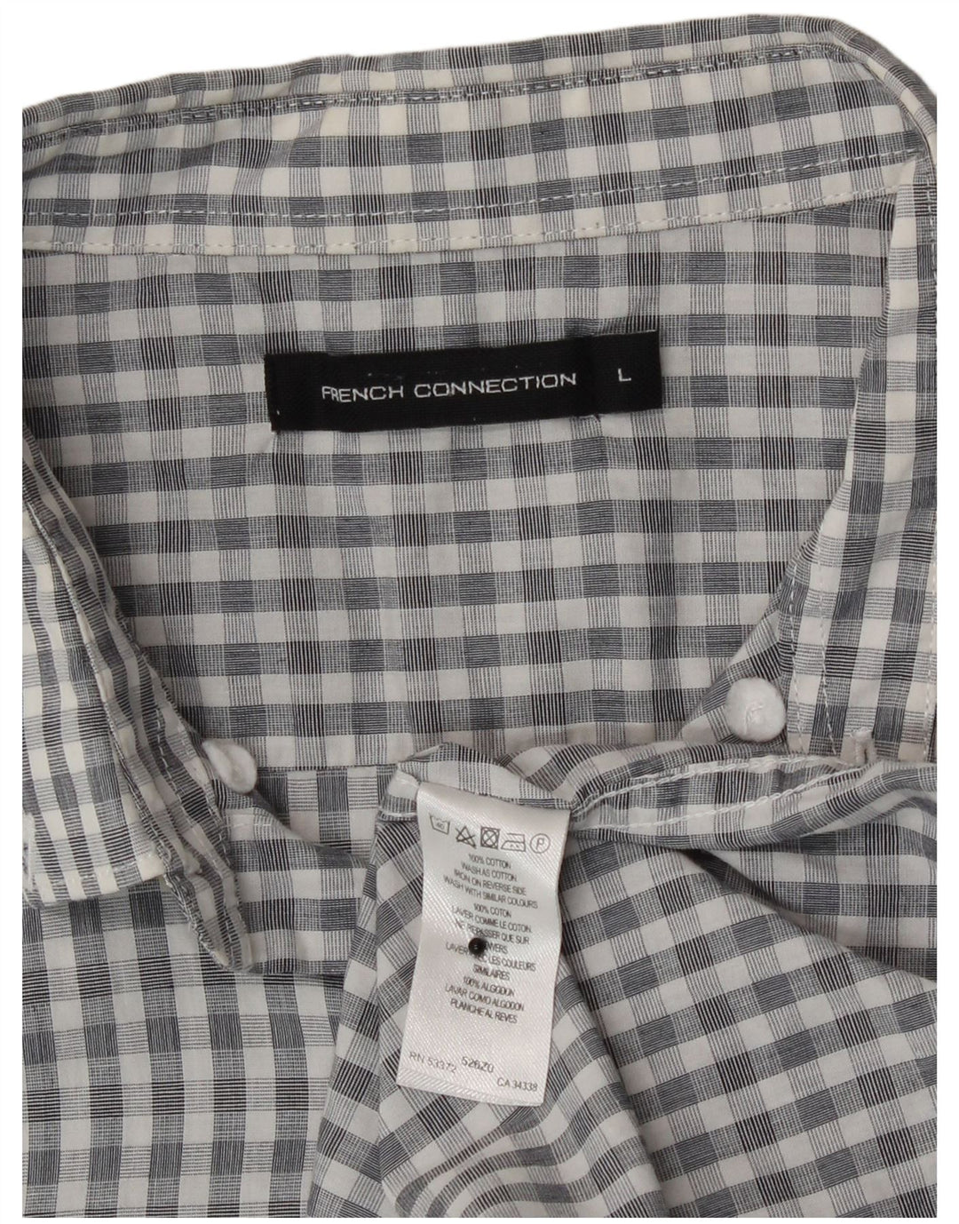 French Connection Chemise Homme Large Gris Vichy Coton