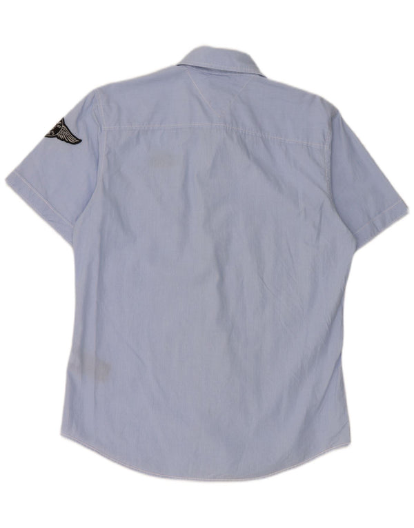 Tommy Hilfiger Chemise Graphique à Manches Courtes Homme Bleu Moyen Rayé Coton