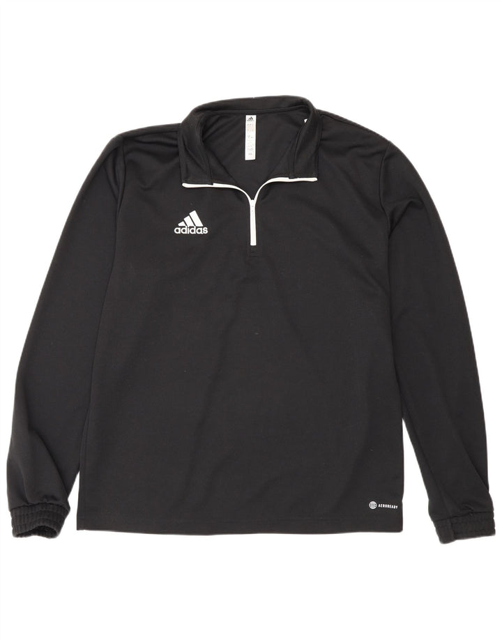 Adidas Haut à col zippé à manches longues pour homme Grand noir Polyester Sports