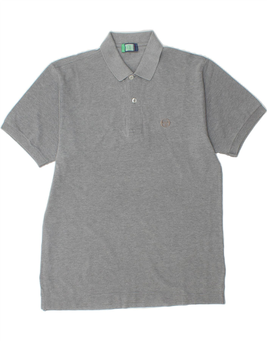 SERGIO TACCHINI Mens Polo Shirt Medium Grey Cotton Vintage Sergio Tacchini and Second-Hand Sergio Tacchini from Messina Hembry 