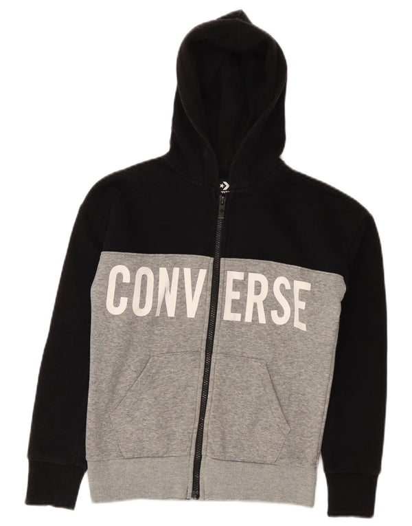 Converse Pull à capuche zippé graphique pour garçon 8-9 ans Petit color block noir