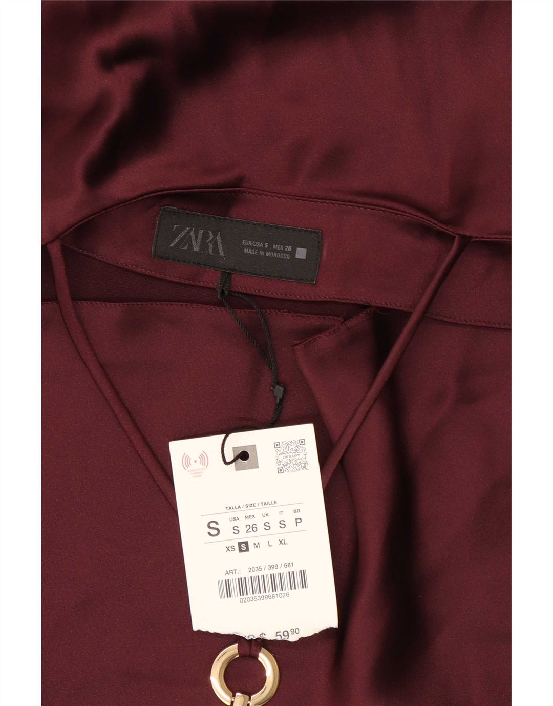 Zara Robe Licou Femme UK 10 Petit Bordeaux Polyester