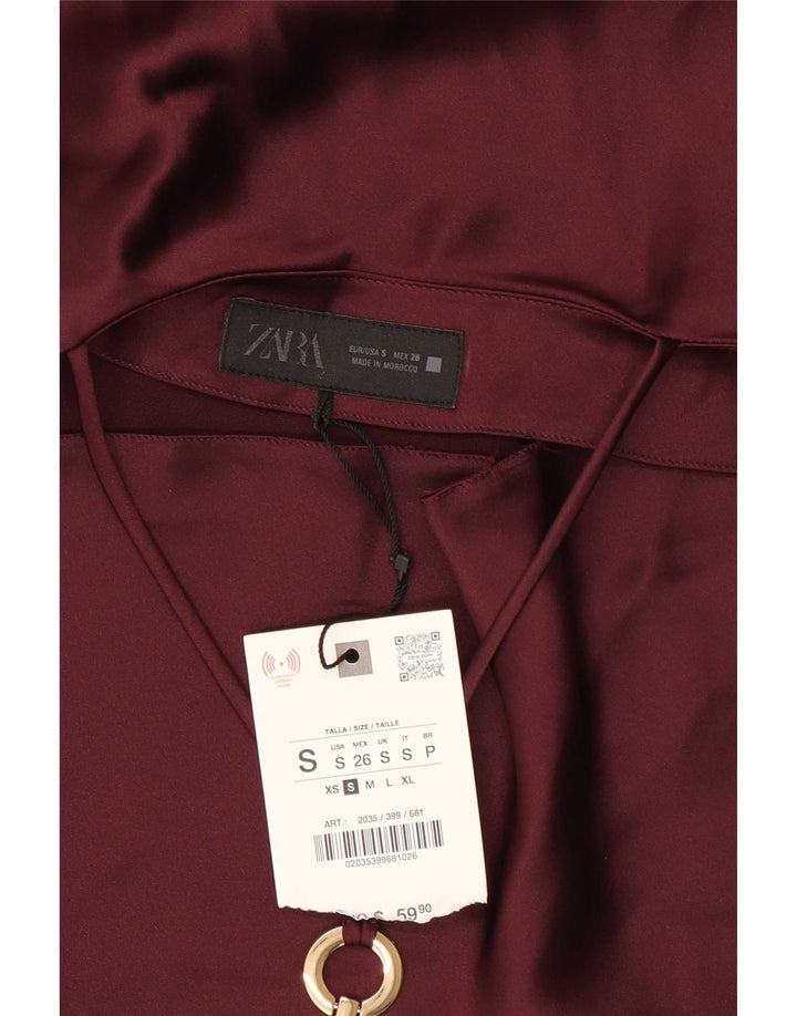 Zara Robe Licou Femme UK 10 Petit Bordeaux Polyester
