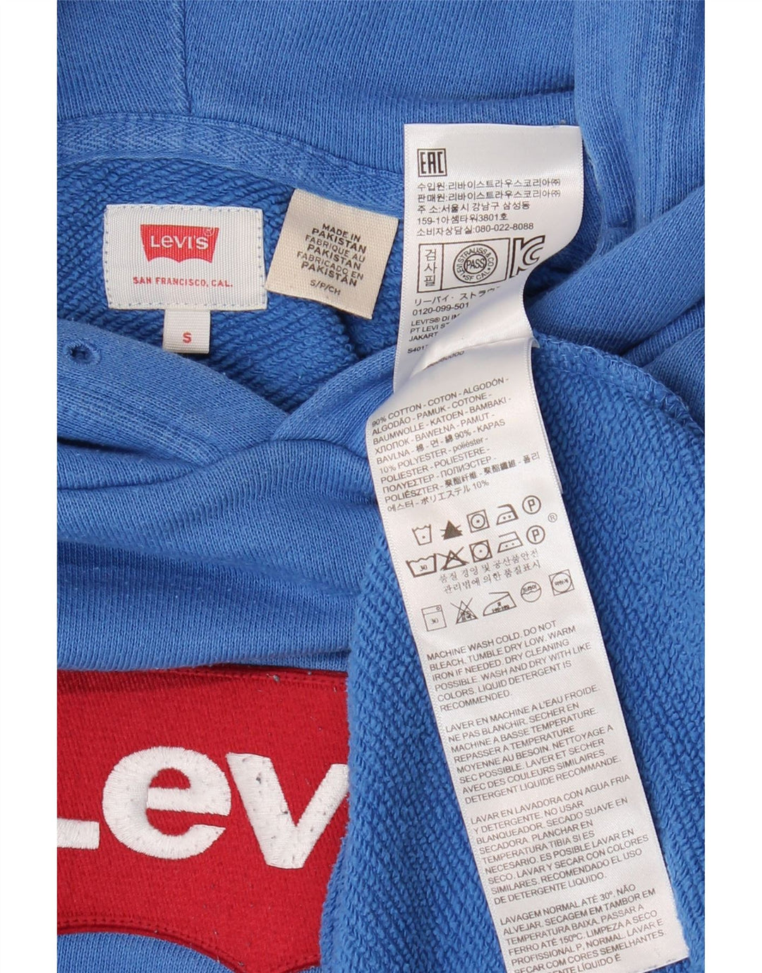 LEVI'S Pull à capuche graphique homme petit bleu coton