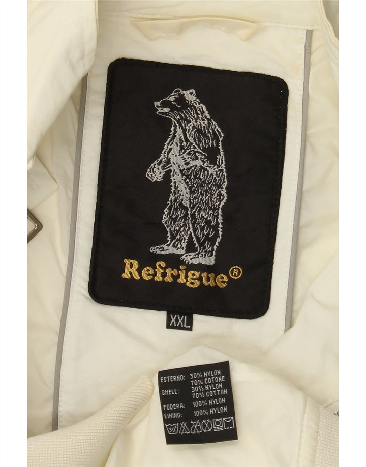 REFRIGUE Veste Bomber Homme UK 44 2XL Blanc Cassé Coton