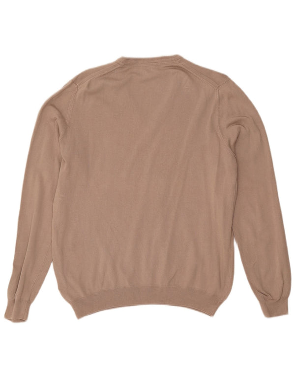 Henry Cottons Mens V-Neck Jumper Sweater Medium Beige Cotton