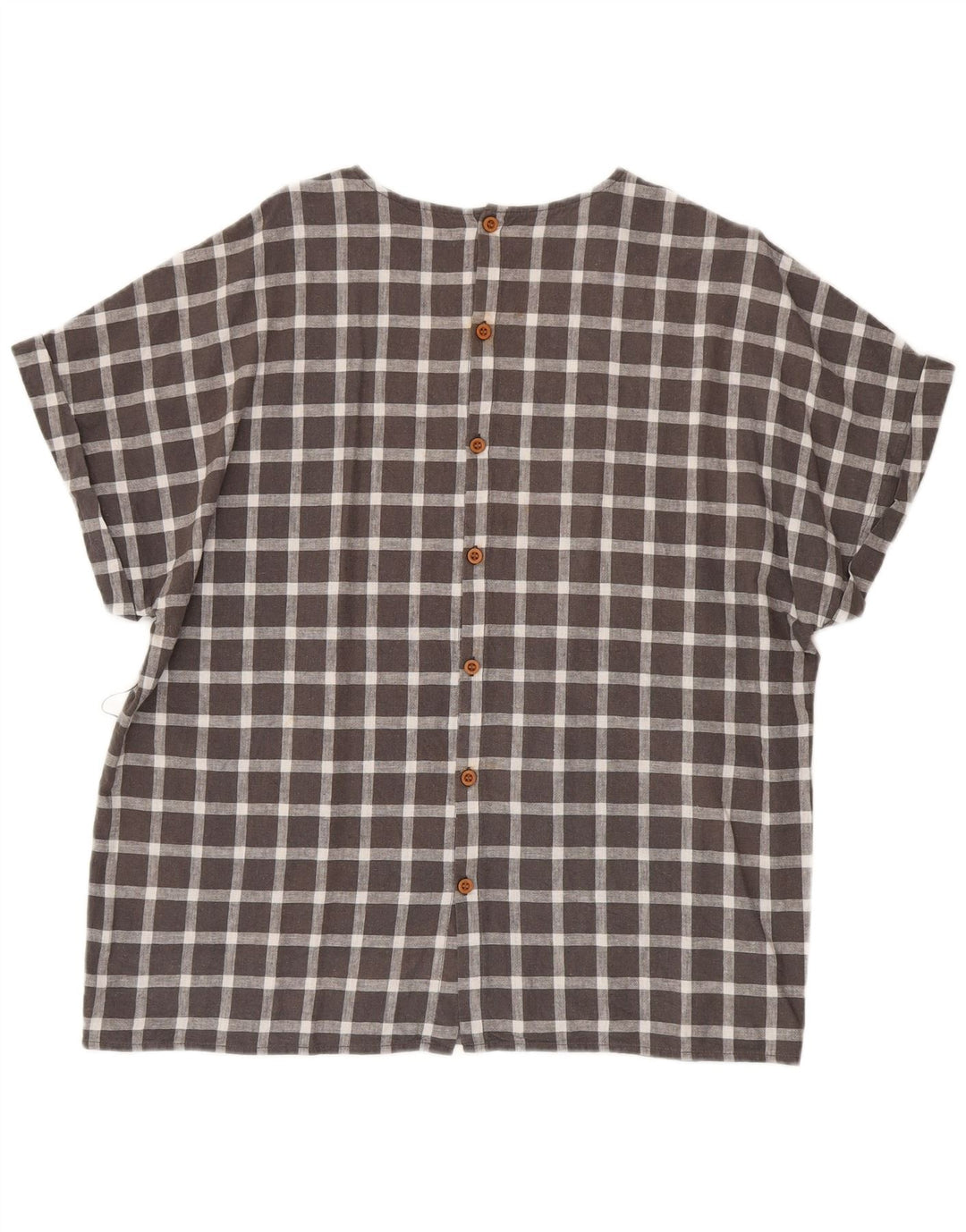 Zara Chemisier surdimensionné à manches courtes pour femme UK 14 Gris moyen à carreaux