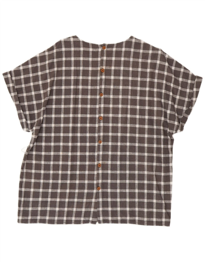 Zara Chemisier surdimensionné à manches courtes pour femme UK 14 Gris moyen à carreaux
