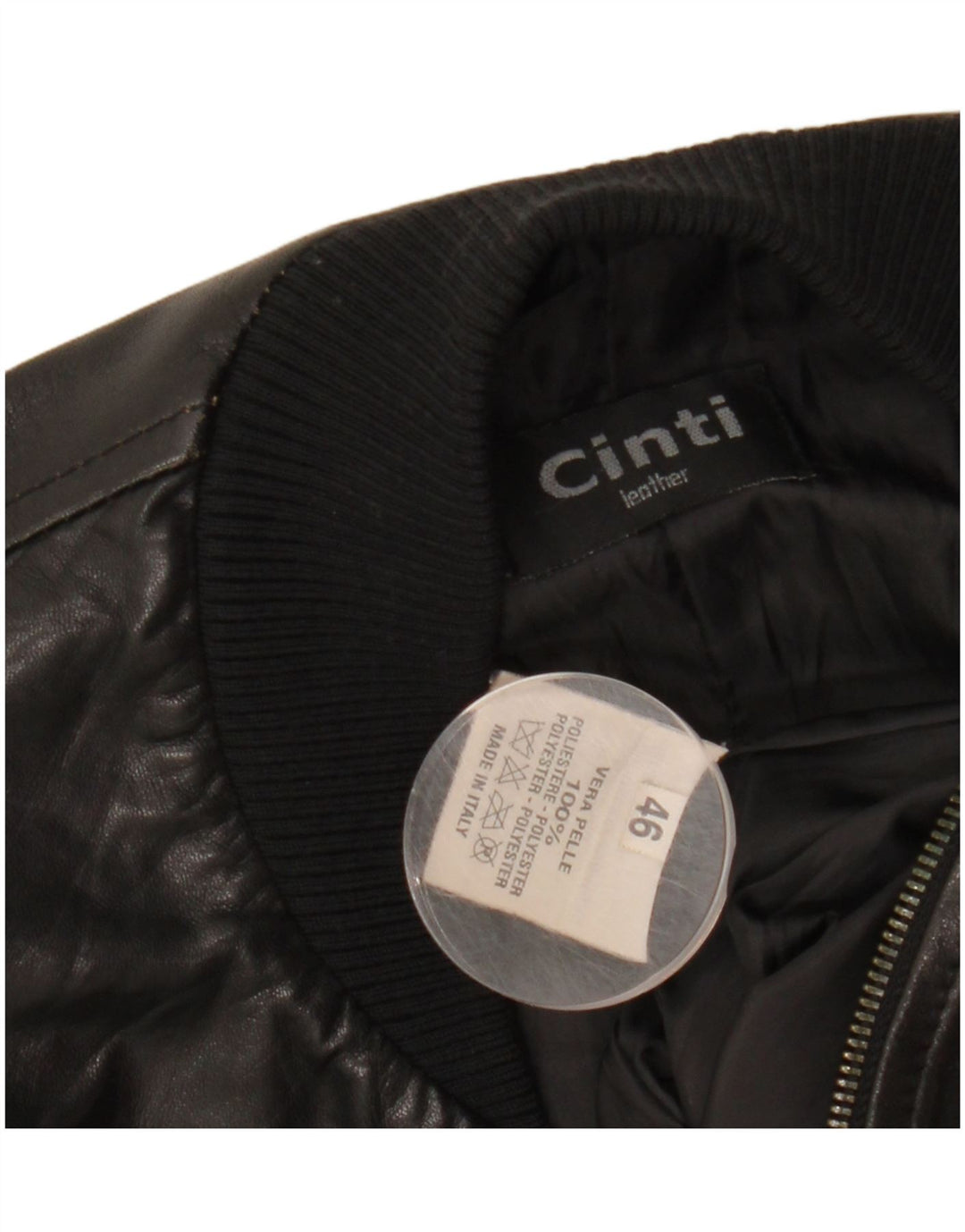 CINTI Veste en cuir bomber court pour femme IT 46 Grand cuir noir