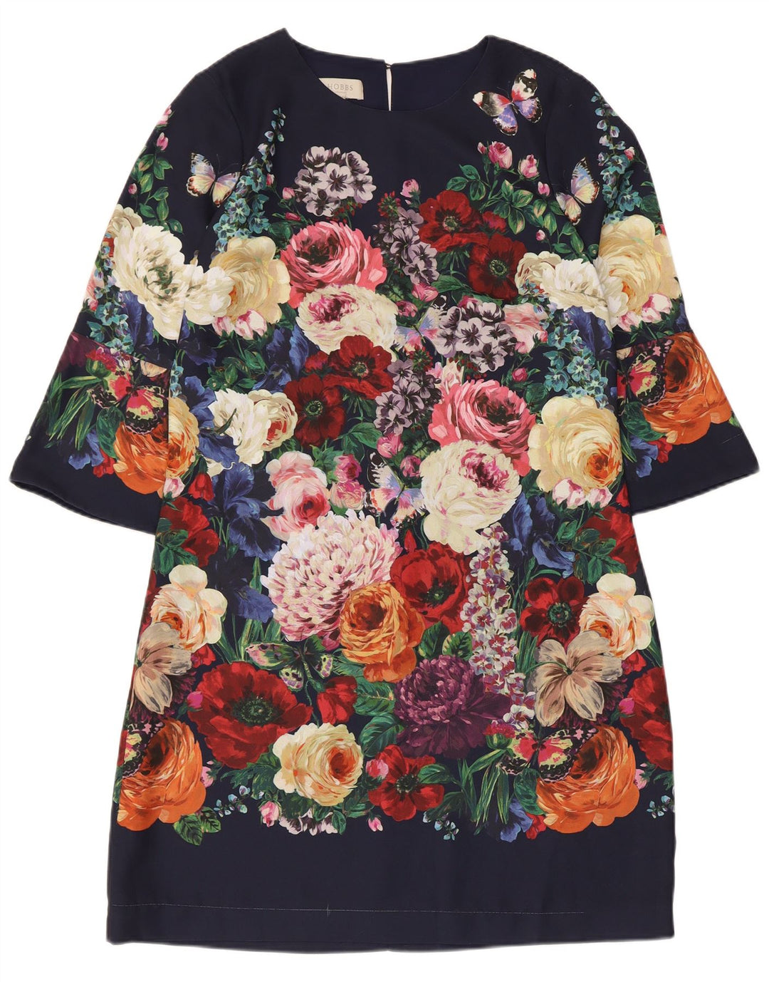 Hobbs Robe droite à manches 3/4 pour femme UK 12 Medium Multicolore Floral