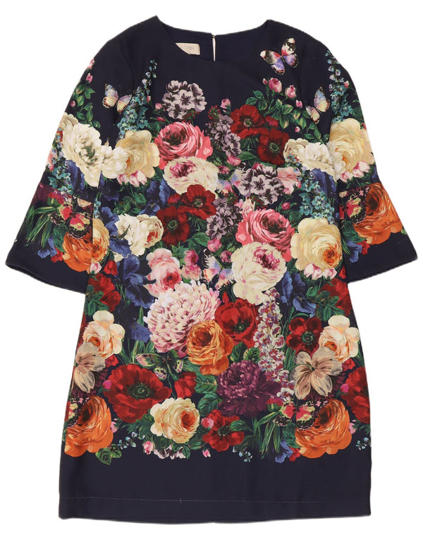 Hobbs Robe droite à manches 3/4 pour femme UK 12 Medium Multicolore Floral