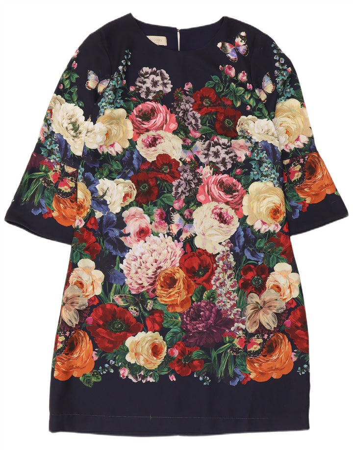 Hobbs Robe droite à manches 3/4 pour femme UK 12 Medium Multicolore Floral