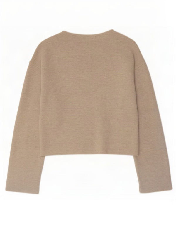 Zara Womens Crop Cardigan Sweater UK 10 Petit Coton Beige