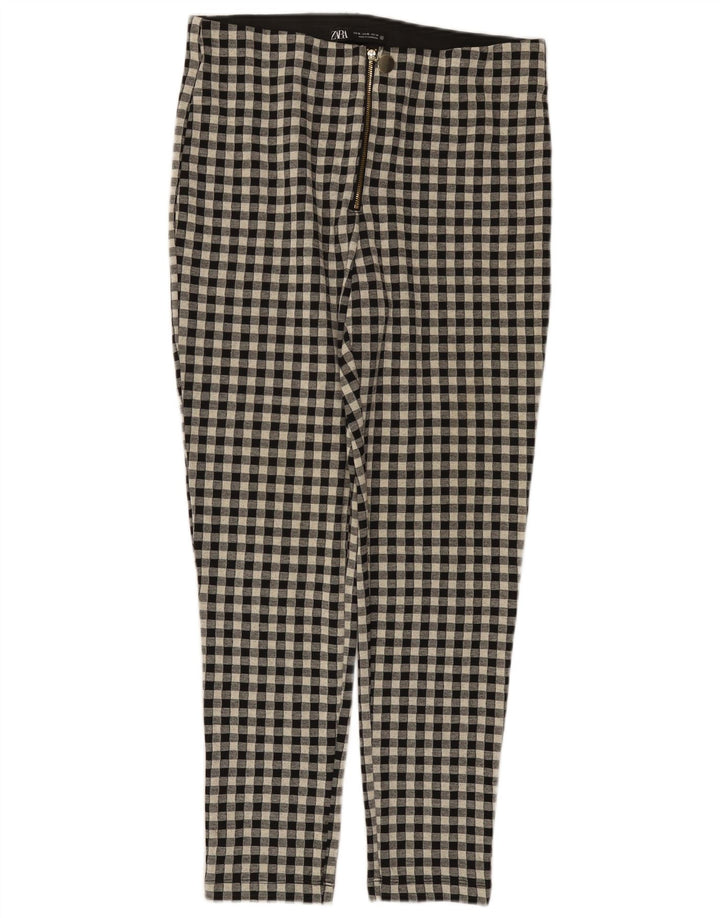 Zara Pantalon décontracté slim pour femme XL W32 L27 Noir Vichy Polyester