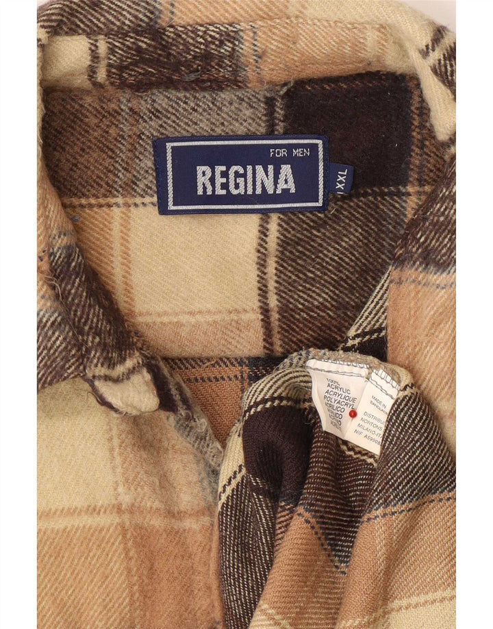 Regina Chemise en flanelle pour homme 2XL Beige à carreaux en acrylique