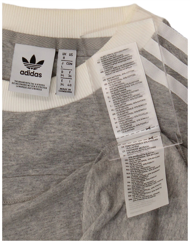 ADIDAS Haut à manches longues pour femme UK 8 Petit coton moucheté gris