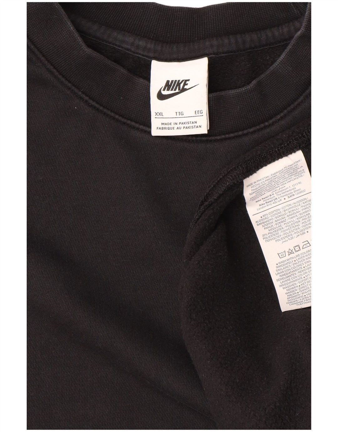 Nike Sweat-shirt pour homme en coton noir 2XL