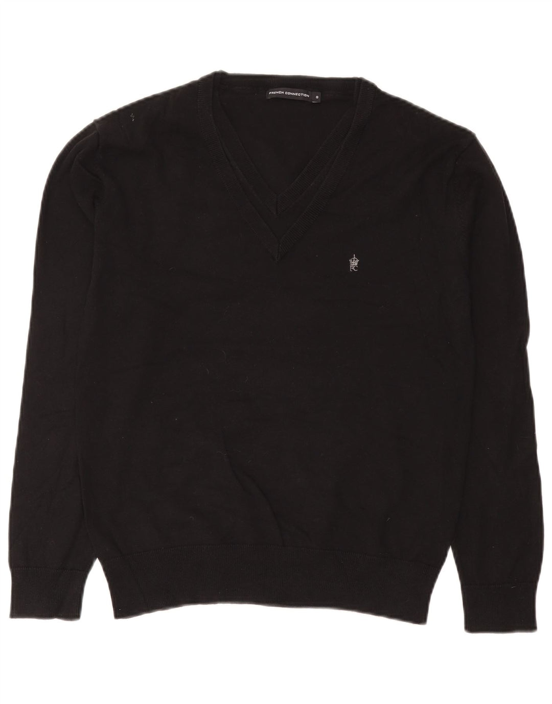 French Connection Pull Col V Homme Petit Noir Coton