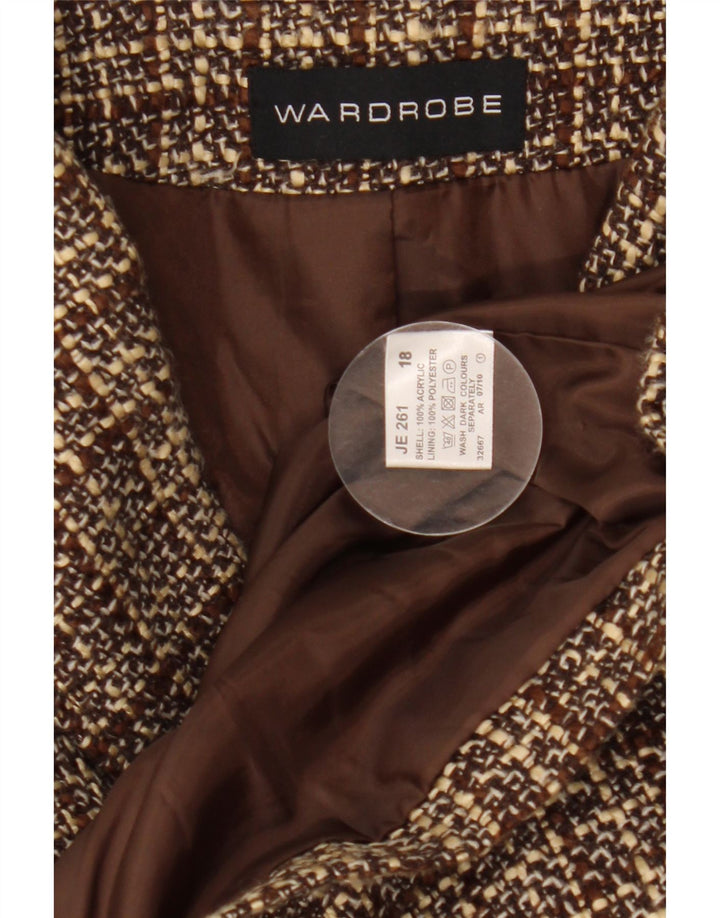 Armoire Blazer à 2 Boutons pour Femme UK 18 XL Marron à Carreaux Acrylique