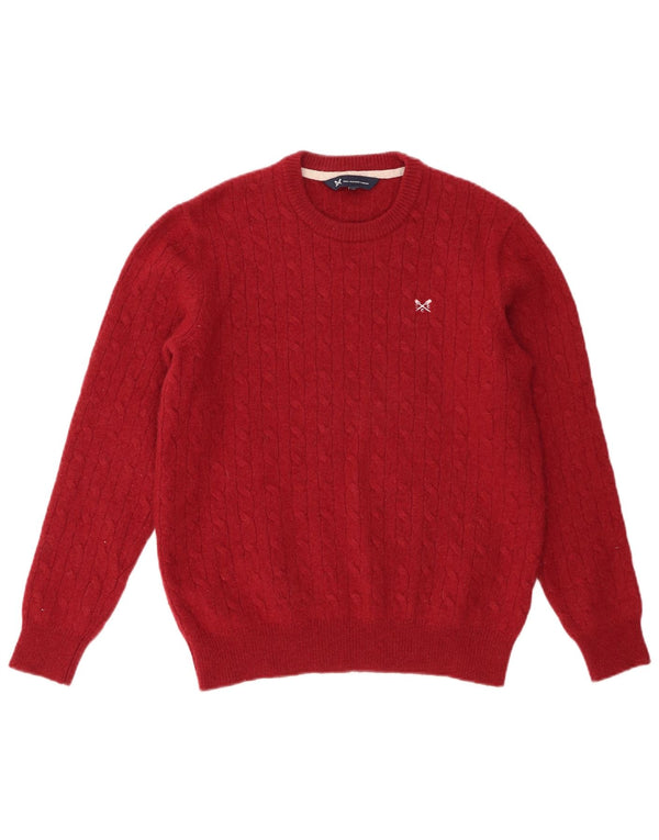 Crew Clothing Pull à col pour homme en laine d'agneau rouge moyen