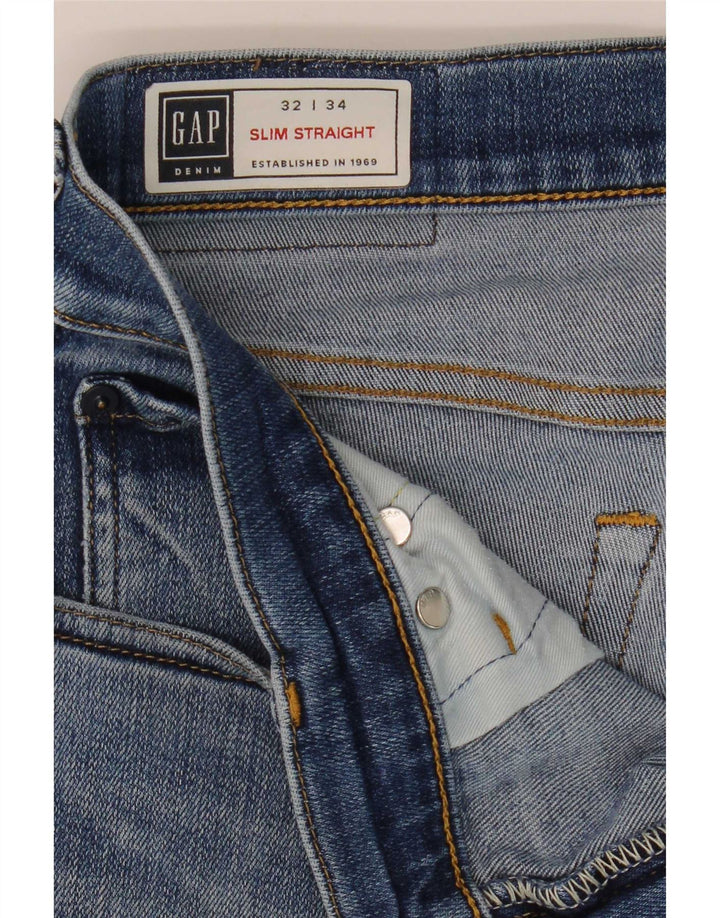 Gap Jean droit slim effet vieilli W32 L34 bleu coton