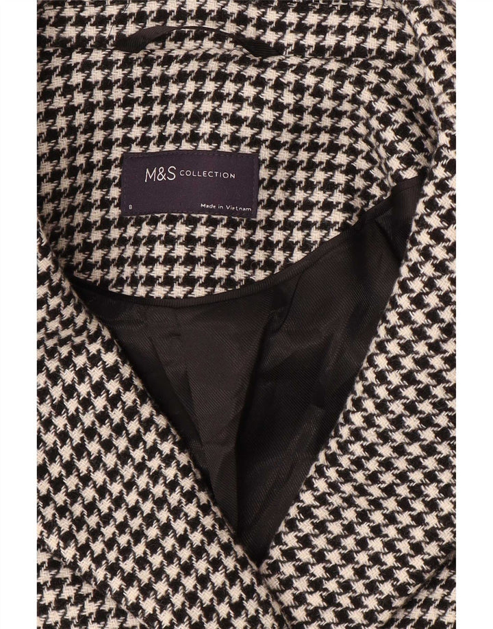 Marks & Spencer Manteau croisé pour femme UK 8 Petit pied-de-poule noir
