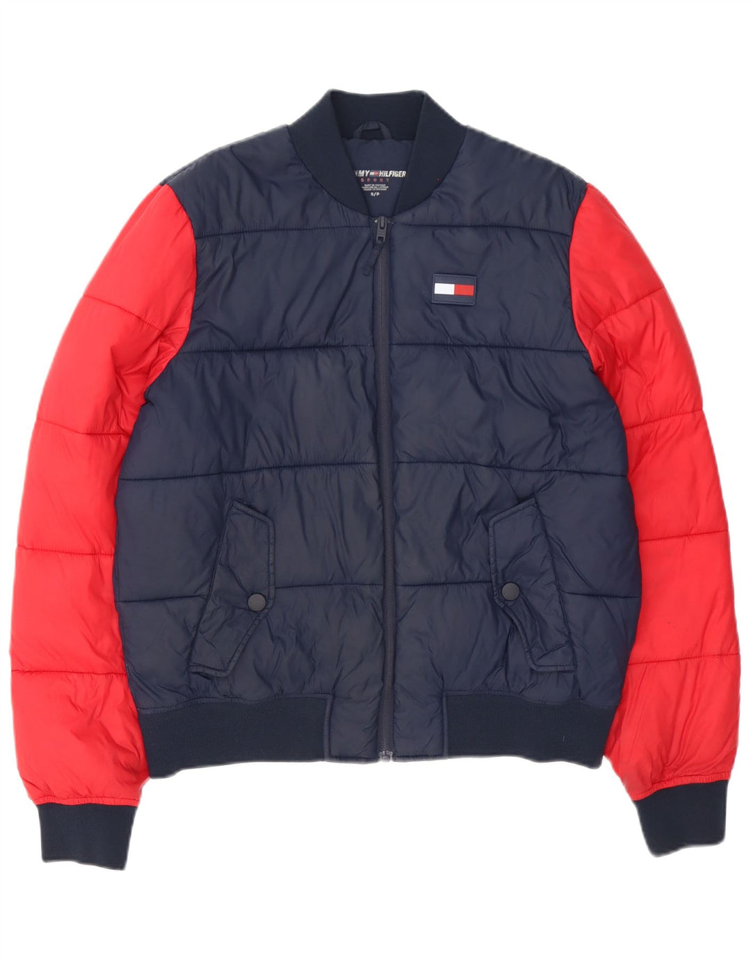 Tommy Hilfiger Veste matelassée pour homme UK 36 Small Bleu marine Colourblock